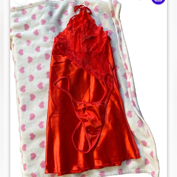 COPY - Sexy silk like Valentine’s Day lingerie set 2 piece XXL top and thong - Picture 6 of 6